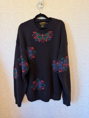 Vintage Eddie Bauer Cotton Snowflake Sweater Size XL